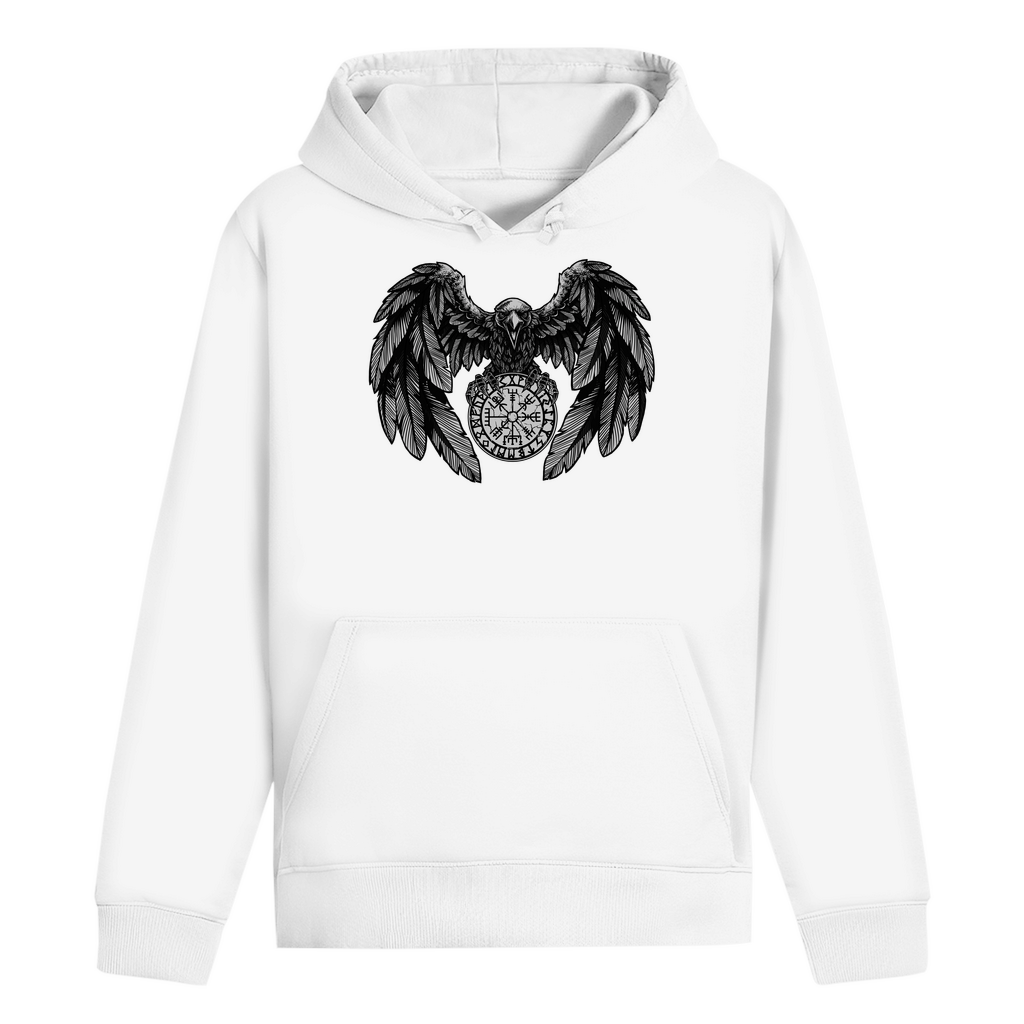 Rabe mit Futhark und Vegvisir - Unisex Hoodie