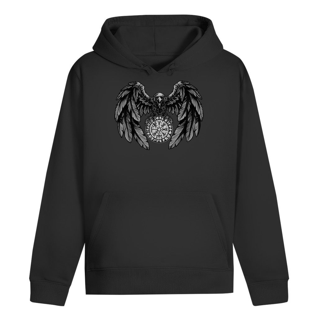 Rabe mit Futhark und Vegvisir - Unisex Hoodie