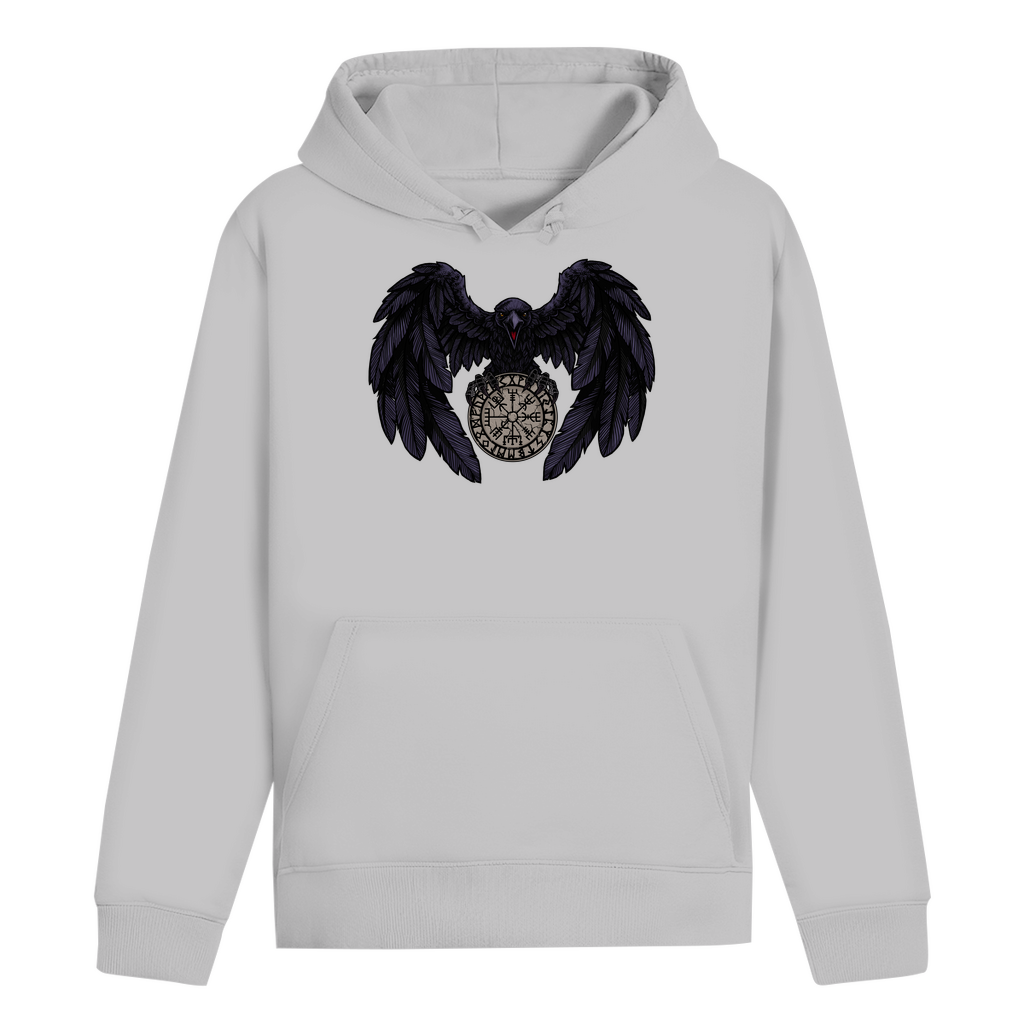 Rabe mit Futhark und Vegvisir - Unisex Hoodie