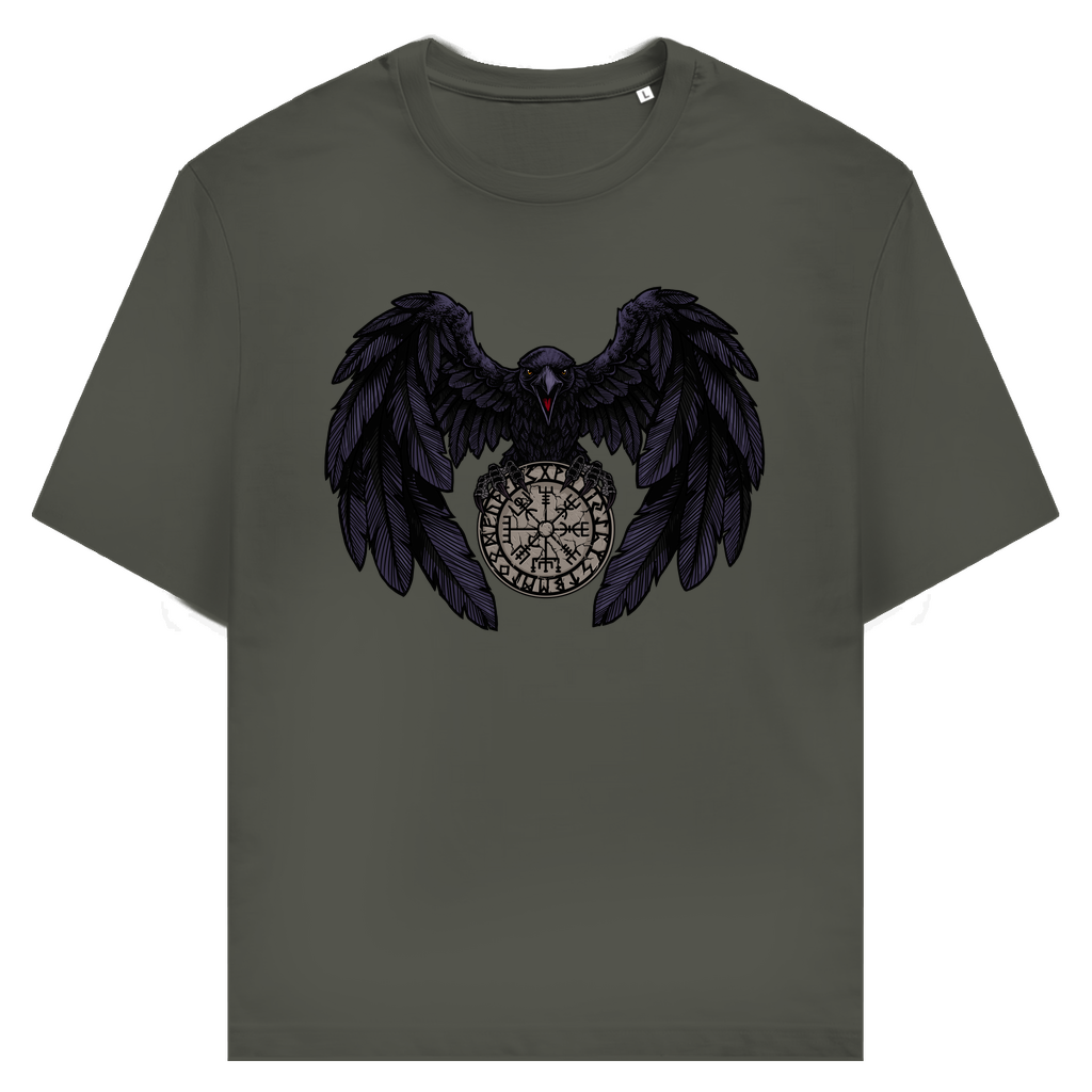 Rabe mit Futhark und Vegvisir - Unisex Premium T-Shirt
