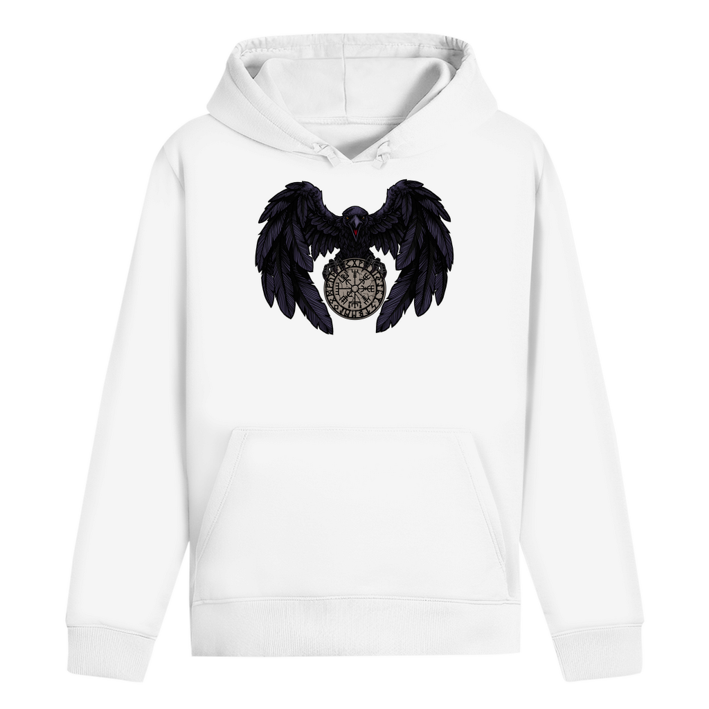 Rabe mit Futhark und Vegvisir - Unisex Hoodie