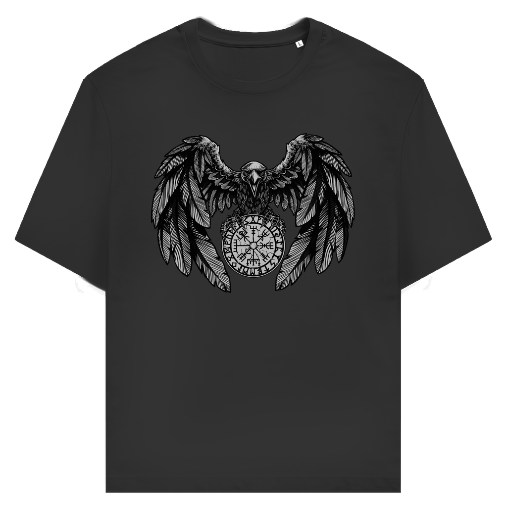Rabe mit Futhark und Vegvisir - Unisex Premium T-Shirt