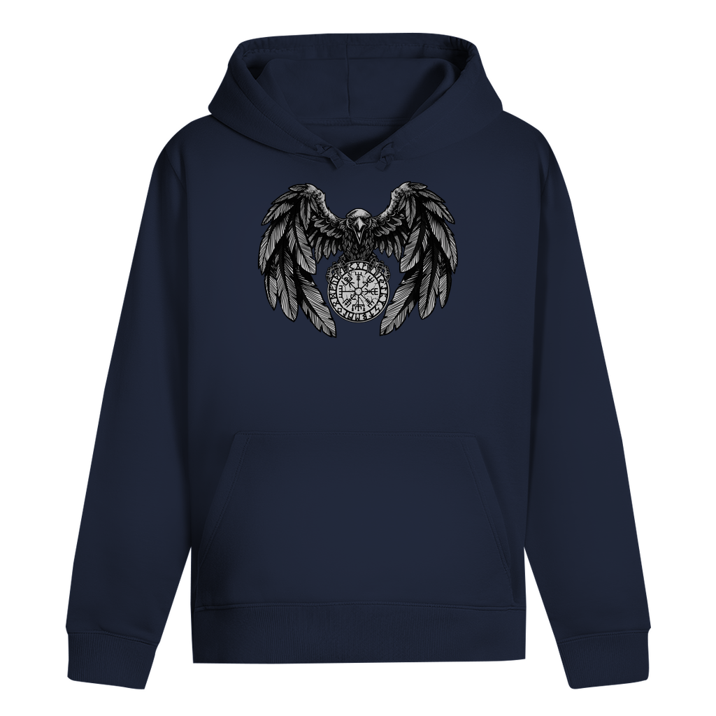 Rabe mit Futhark und Vegvisir - Unisex Hoodie