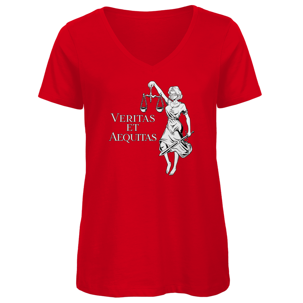 Veritas et Aequitas mit Justitia - Damen Premium V-Neck T-Shirt