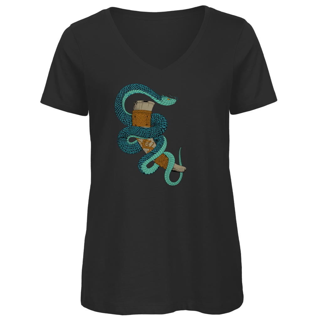 Die Midgardschlange & Trinkhorn - Damen Premium V-Neck T-Shirt