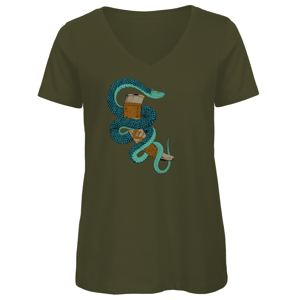 Die Midgardschlange & Trinkhorn - Damen Premium V-Neck T-Shirt