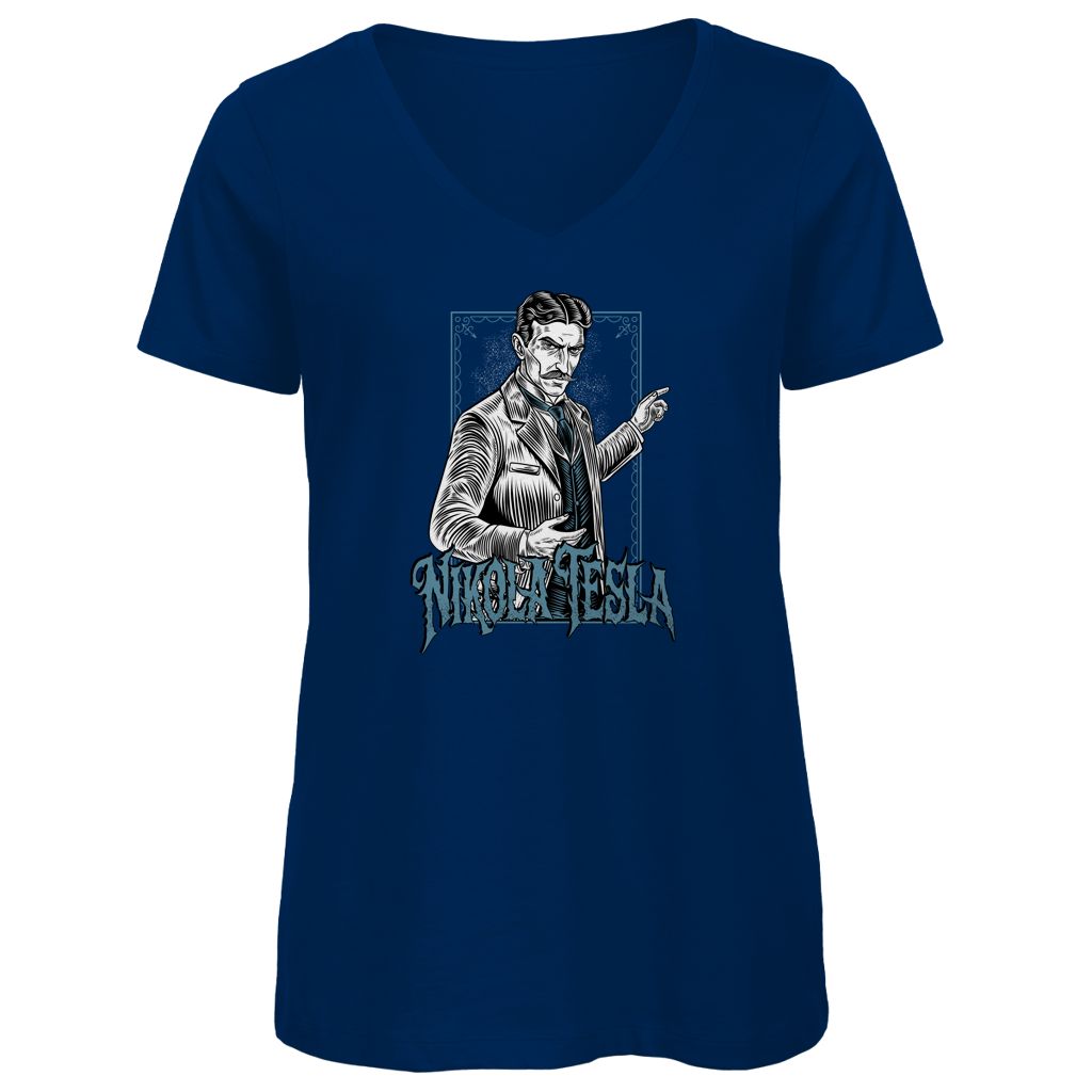 Nikola Tesla - Damen Premium V-Neck T-Shirt
