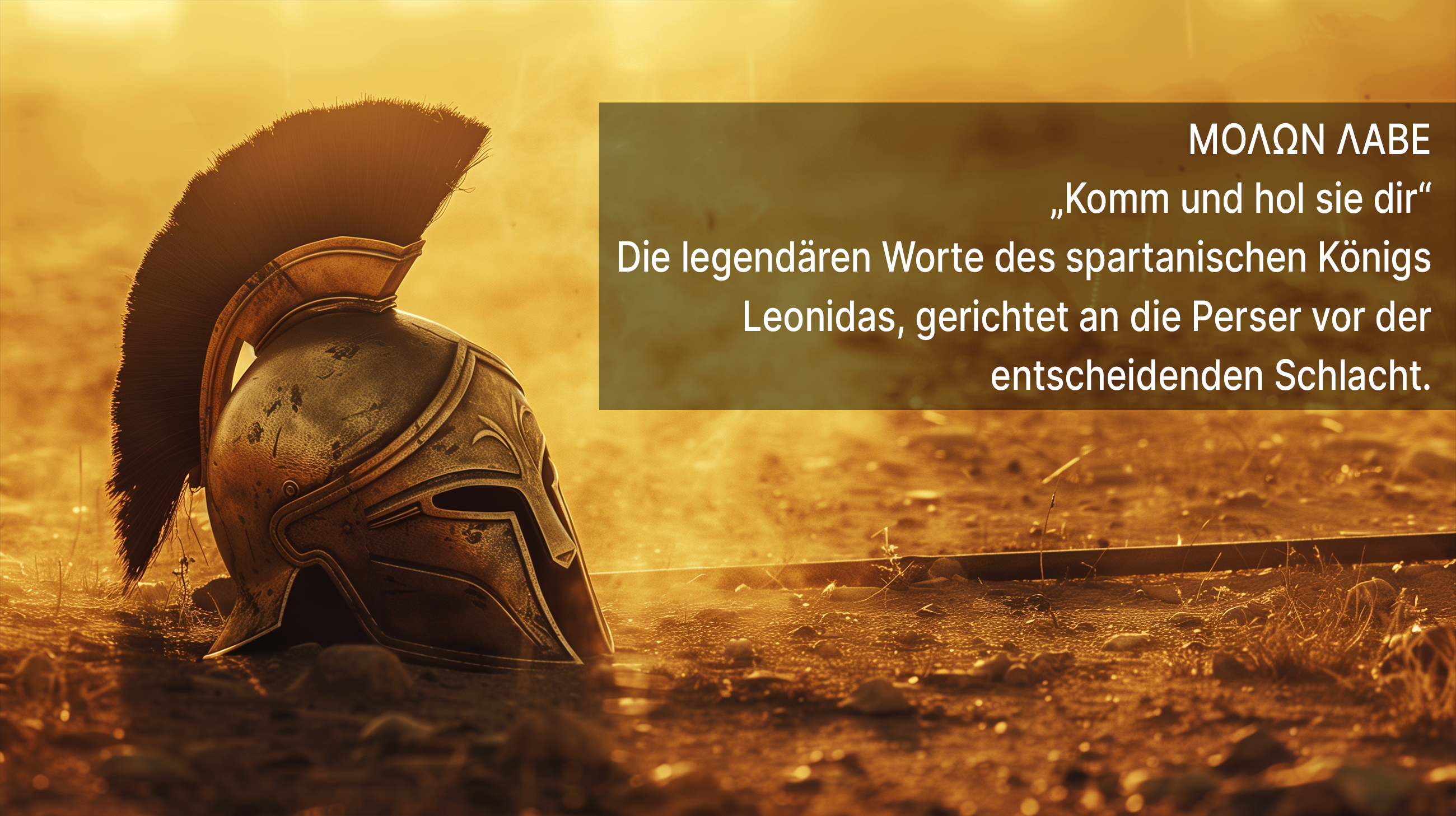 Molon Labe - „Komm und hol sie dir" - Die legendären Worte des spartanischen Königs Leonidas, gerichtet an die Perser vor der entscheidenden Schlacht.
Ein Symbol für Mut, Freiheit und den unbeugsamen Willen, sich niemals zu unterwerfen.
Ein zeitloses Symbol für Mut, Freiheit und den unbeugsamen Willen, niemals zu kapitulieren.