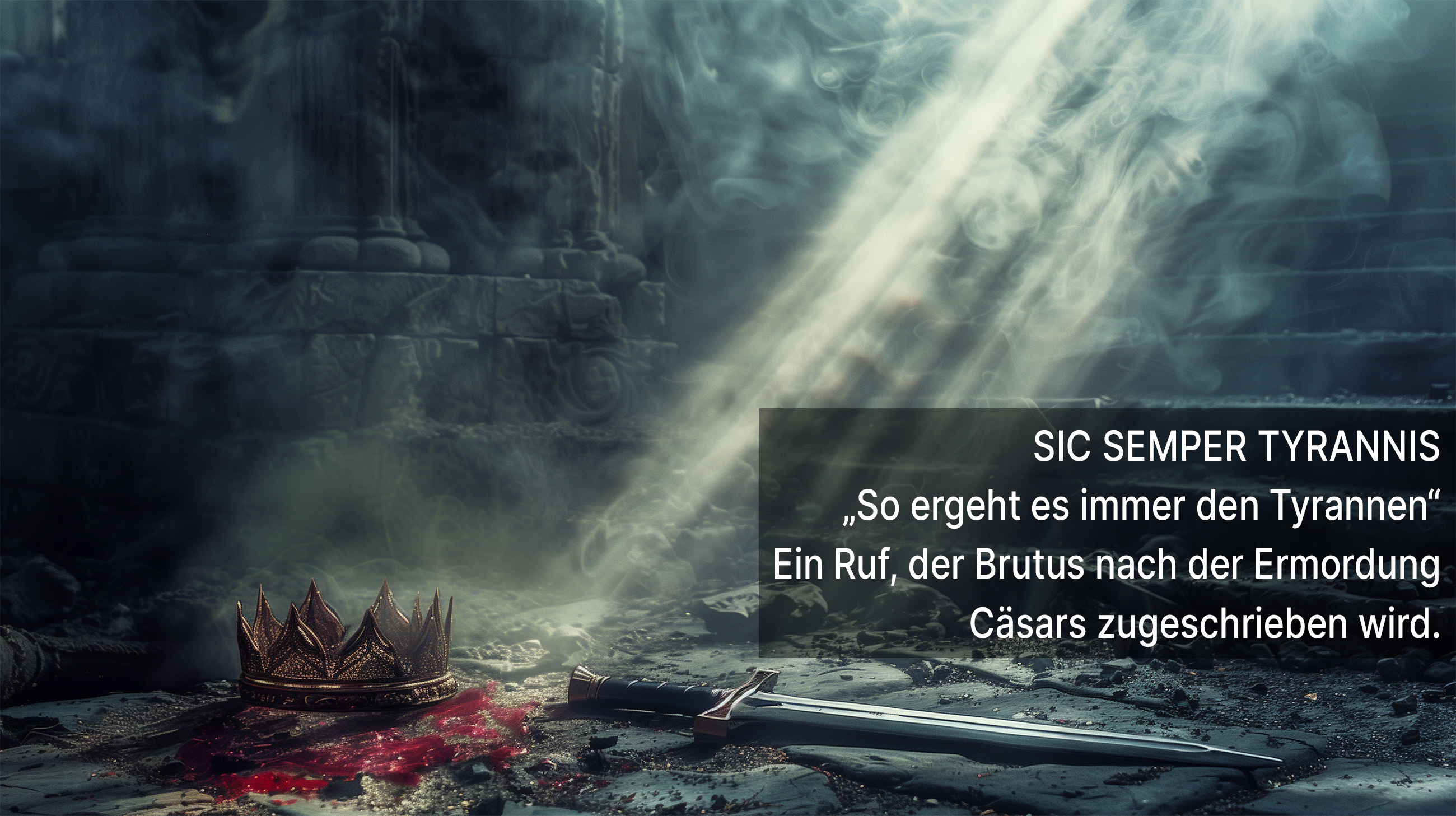 Sic Semper Tyrannis
„So ergeht es immer den Tyrannen“ - Ein Ruf, der Brutus nach der Ermordung Cäsars zugeschrieben wird.