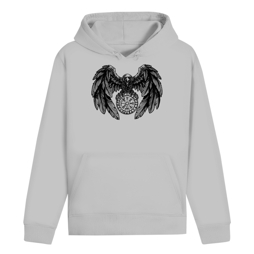 Rabe mit Futhark und Vegvisir - Unisex Hoodie