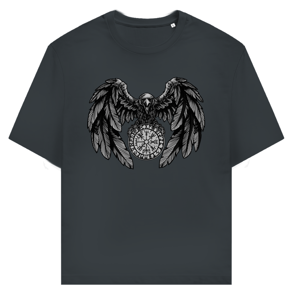 Rabe mit Futhark und Vegvisir - Unisex Premium T-Shirt